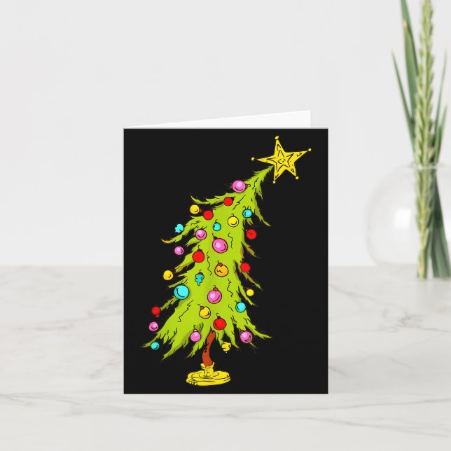 Tarjeta Vintage Bent Christmas Tree  (Anverso)