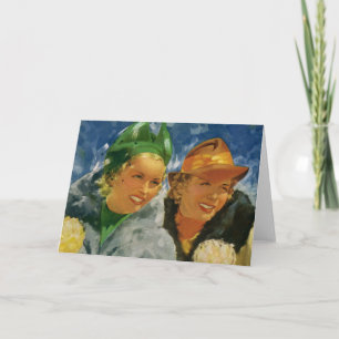 Tarjeta ¡Vintage Best Friends! Mujeres elegantes y elegant