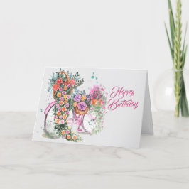 Tarjeta Vintage Bicycle Pink Floral Cumpleaños