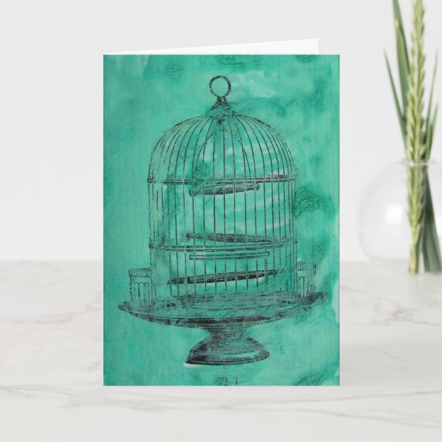 Tarjeta Vintage Bird Cage Birday (Anverso)