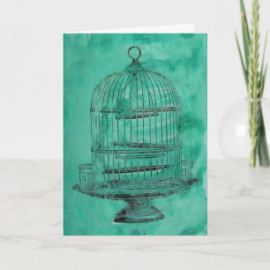 Tarjeta Vintage Bird Cage Birday