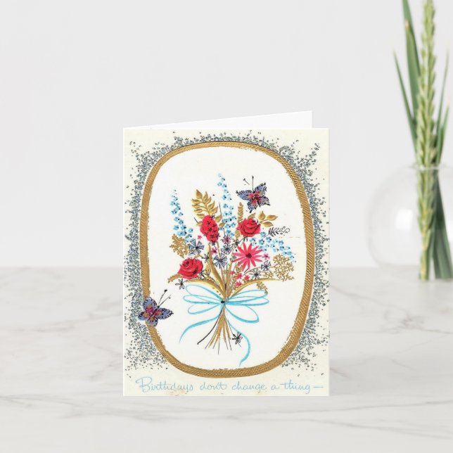 Tarjeta Vintage Birthday Bouquet (Anverso)