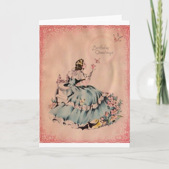 Tarjeta Vintage Birthday Greetings Birday Card (Anverso)