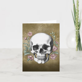Tarjeta Vintage black and white hand drawn skull tattoo