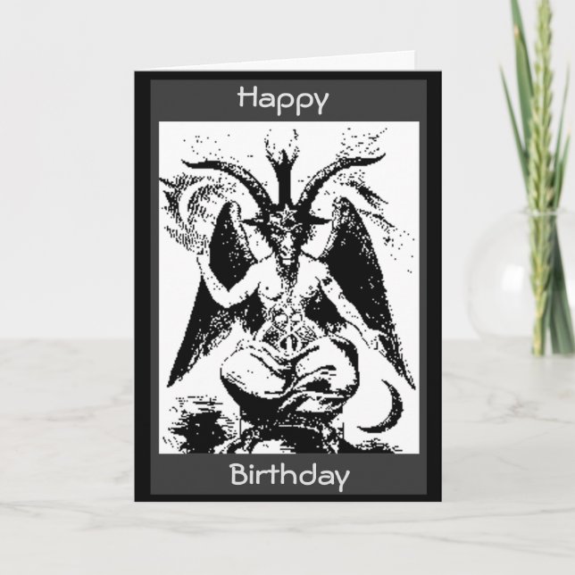 Tarjeta Vintage Black Baphomet Birday (Anverso)