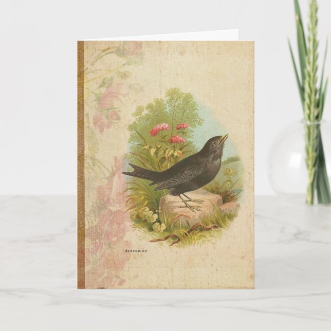 Tarjeta Vintage Blackbird Birthday (Anverso)