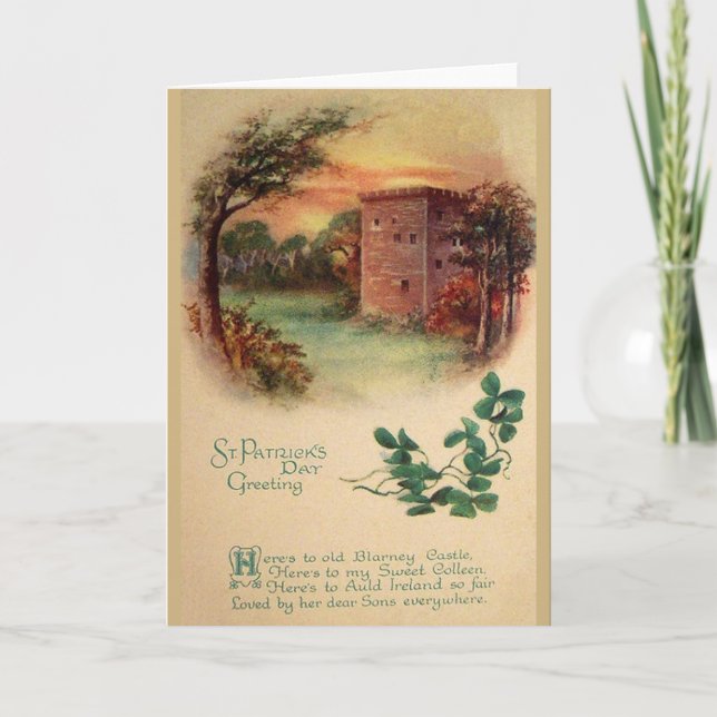 Tarjeta Vintage Blarney Castle St. Patrick's Day Card (Anverso)