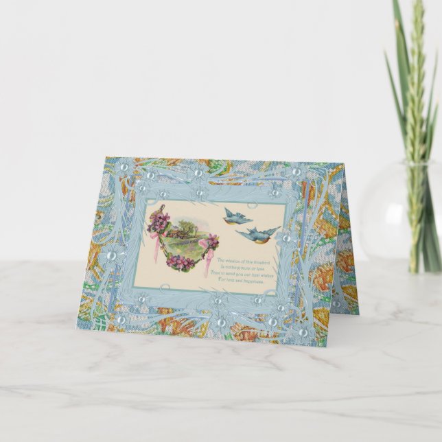 Tarjeta Vintage Bluebirds Mejores Deseos (Anverso)