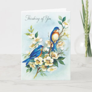 Tarjeta Vintage - Bluebirds - Pensando en ti,