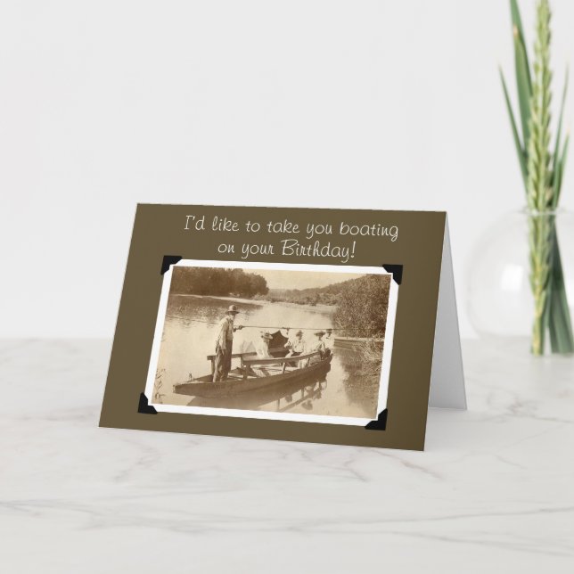 Tarjeta Vintage Boating Birday (Anverso)
