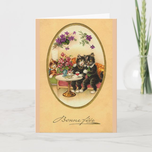 Tarjeta Vintage - Bonne Fete (Feliz Cumpleaños), (Anverso)