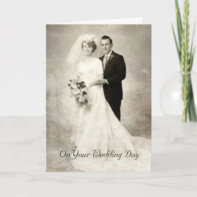 Tarjeta Vintage Bride and Groom, felicitaciones (Anverso)
