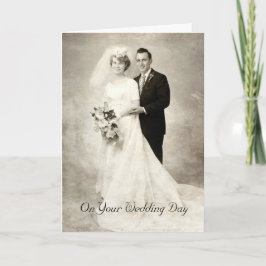 Tarjeta Vintage Bride and Groom, felicitaciones
