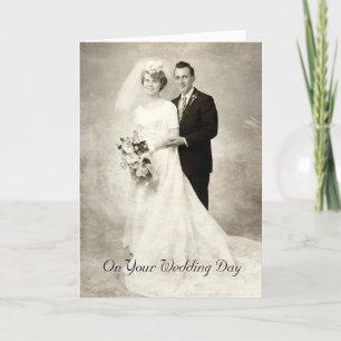 Tarjeta Vintage Bride and Groom, felicitaciones