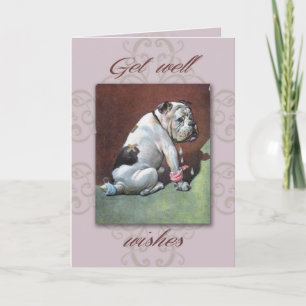 Tarjeta Vintage Bulldog Get Well Card