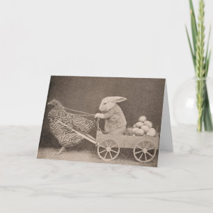 Tarjeta Vintage - Bunny and Hen,