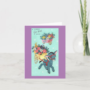 Tarjeta Vintage Burro Get Well Card