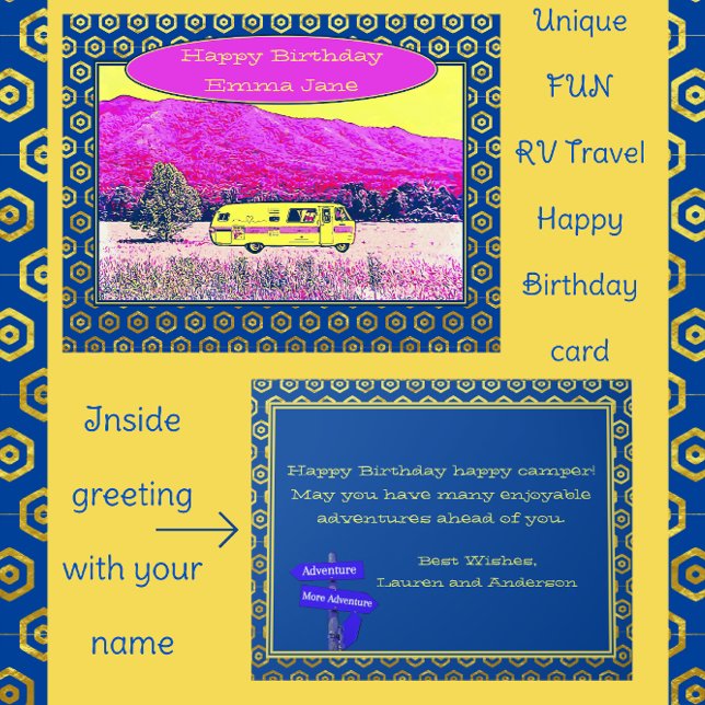 Tarjeta Vintage Camper Van Happy Birday Happy Camper (Subido por el creador)