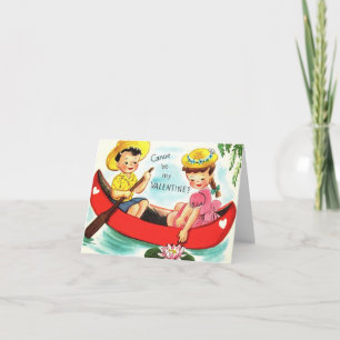Tarjeta Vintage Canoe Valentine