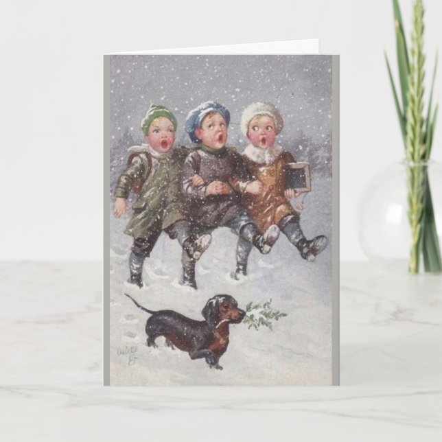 Tarjeta Vintage - Canta una canción de Navidades, (Anverso)