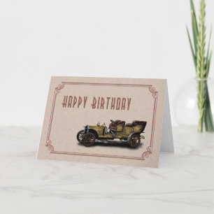Tarjeta Vintage Car Birday
