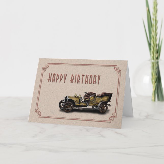 Tarjeta Vintage Car Birday (Anverso)