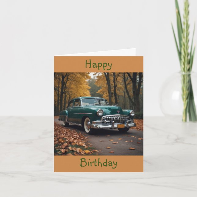 Tarjeta Vintage Car Birday (Anverso)