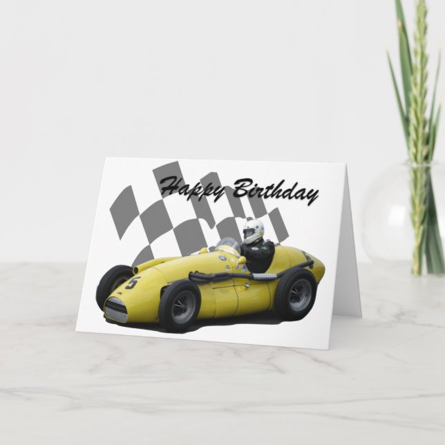 Tarjeta Vintage Carreras Car Happy Birday 5 (Anverso)