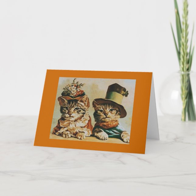 Tarjeta Vintage Cat Couple Anniversary (Anverso)