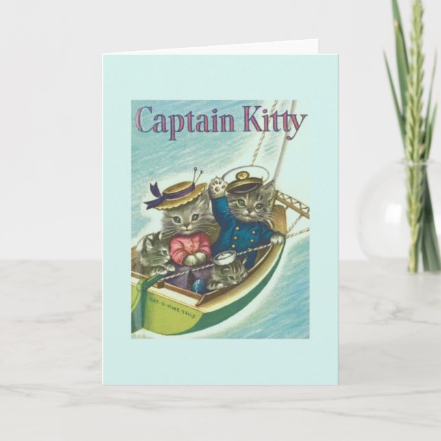 Tarjeta Vintage Cat Sailing Note (Anverso)