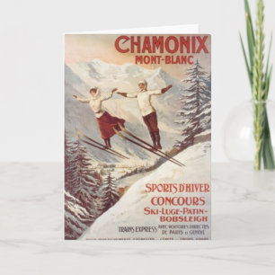 Tarjeta Vintage Chamonix, Mont Blanc, Francia -