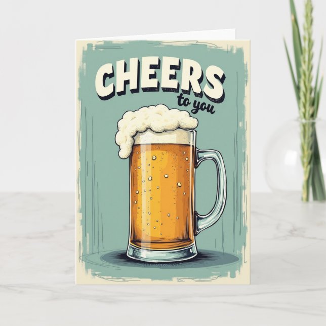 Tarjeta Vintage Cheers Para Papá (Anverso)