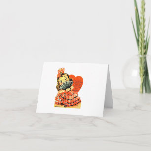 Tarjeta Vintage Chica de flamenco Valentine