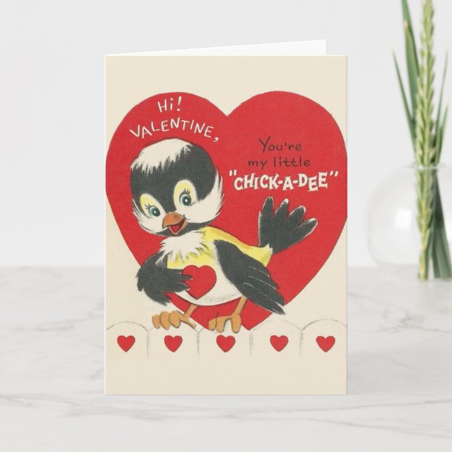 Tarjeta Vintage Chick-a-Dee Valentine (Anverso)