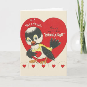 Tarjeta Vintage Chick-a-Dee Valentine