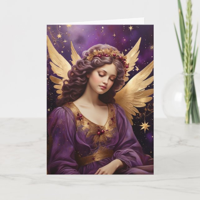 Tarjeta Vintage Christmas Angel Art Personalizado (Anverso)