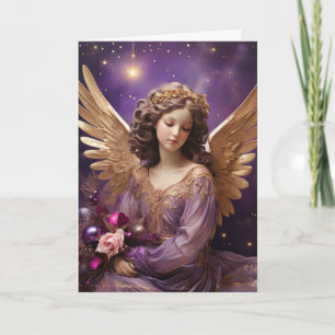 Tarjeta Vintage Christmas Angel Floral Personalizado