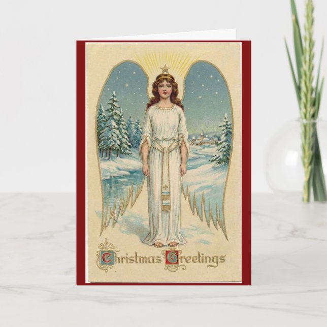 Tarjeta Vintage Christmas Angel Greeting Card (Anverso)