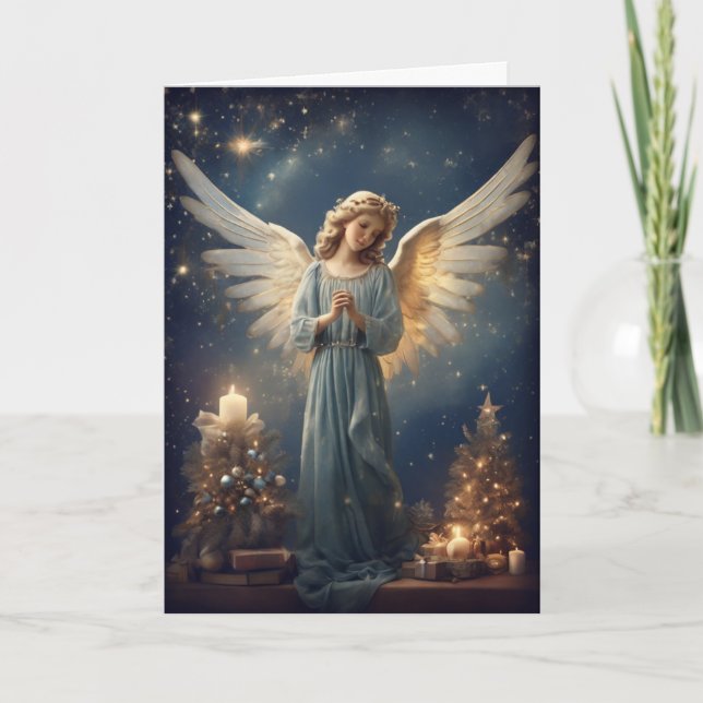 Tarjeta Vintage Christmas Angel Personalizado Textos (Anverso)