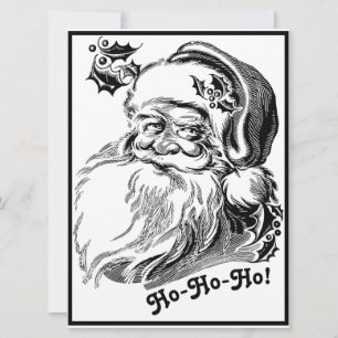 Tarjeta Vintage Christmas Black Santa Claus Face