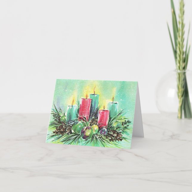 Tarjeta Vintage Christmas Candles Card (Anverso)