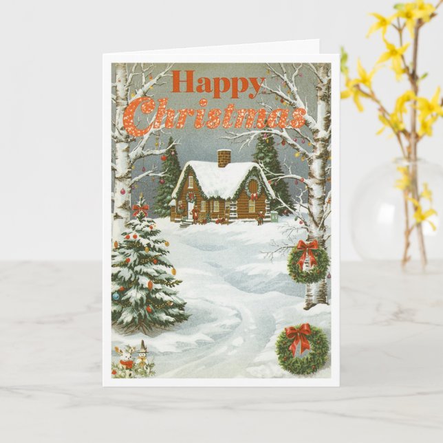 Tarjeta Vintage christmas card (flor amarilla)