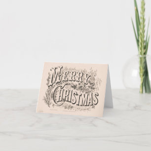 Tarjeta Vintage Christmas Card   Feliz Navidad Wreath