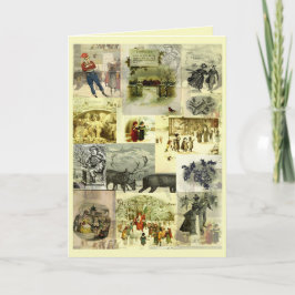 Tarjeta Vintage Christmas Card Images Collage 