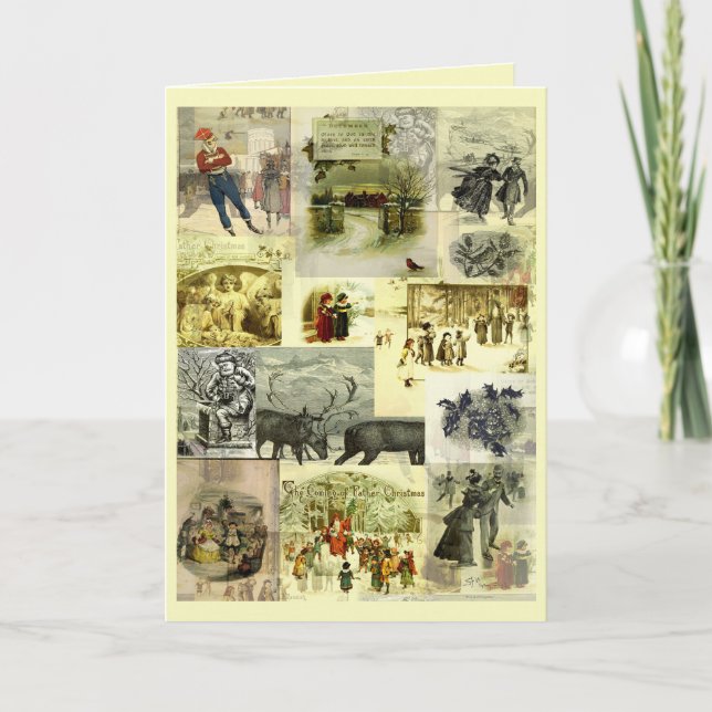 Tarjeta Vintage Christmas Card Images Collage  (Anverso)