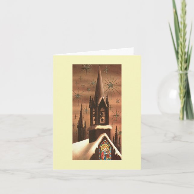 Tarjeta Vintage Christmas Church Steple (Anverso)