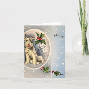 Tarjeta Vintage Christmas Dog Hello Card