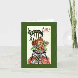 Tarjeta Vintage Christmas Dog in Chair Card