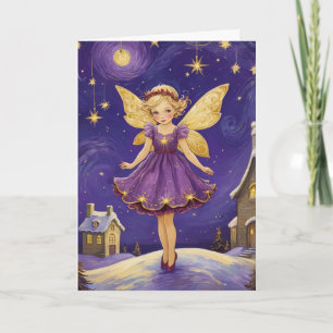 Tarjeta Vintage Christmas Fairy Art Personalizado Textos