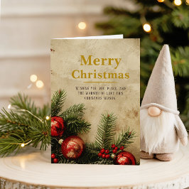 Tarjeta Vintage Christmas Gold Greeting Card | Classic Red